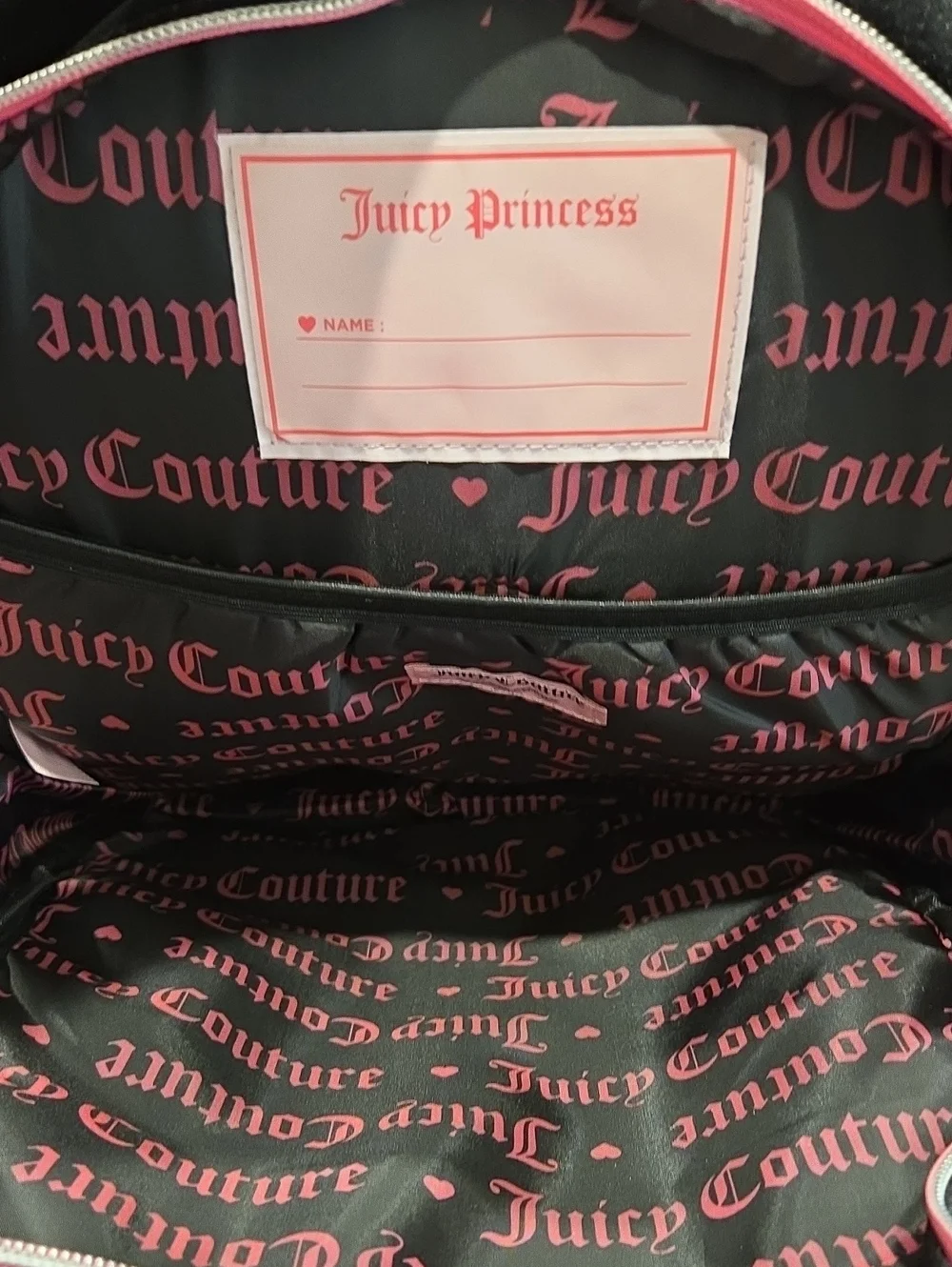 JUICY COUTURE VELVET BACKPACK W/ RHINESTONE LOGO AND CROWN EMBLEM. NWOT.